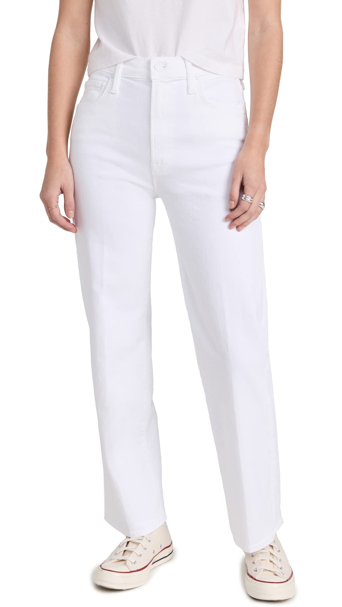MOTHER Women's The Rambler Ankle Jeans - High Waist Slim Fit Stretch Denim Pants for Casual Wear & Everyday Outfits