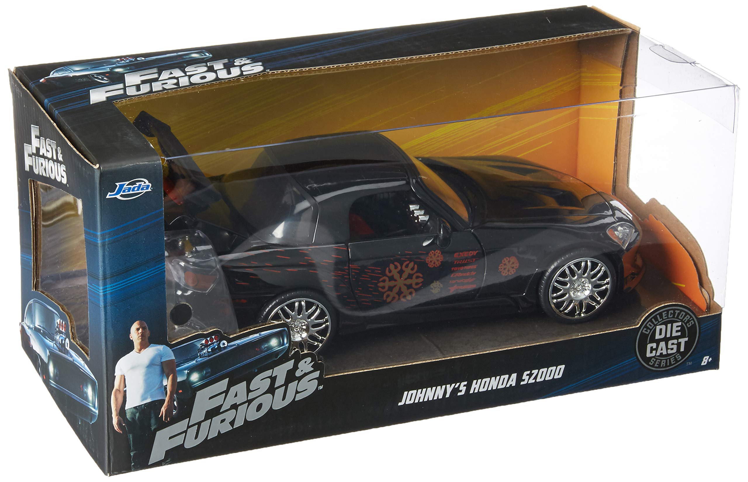 Jada Toys Fast & Furious 1:24 Scale Johnny's Honda S2000 Die-Cast Model Car - Collectible Toy for Kids & Adults - Black - Perfect for Movie Fans, Car Collectors & Gift Giving