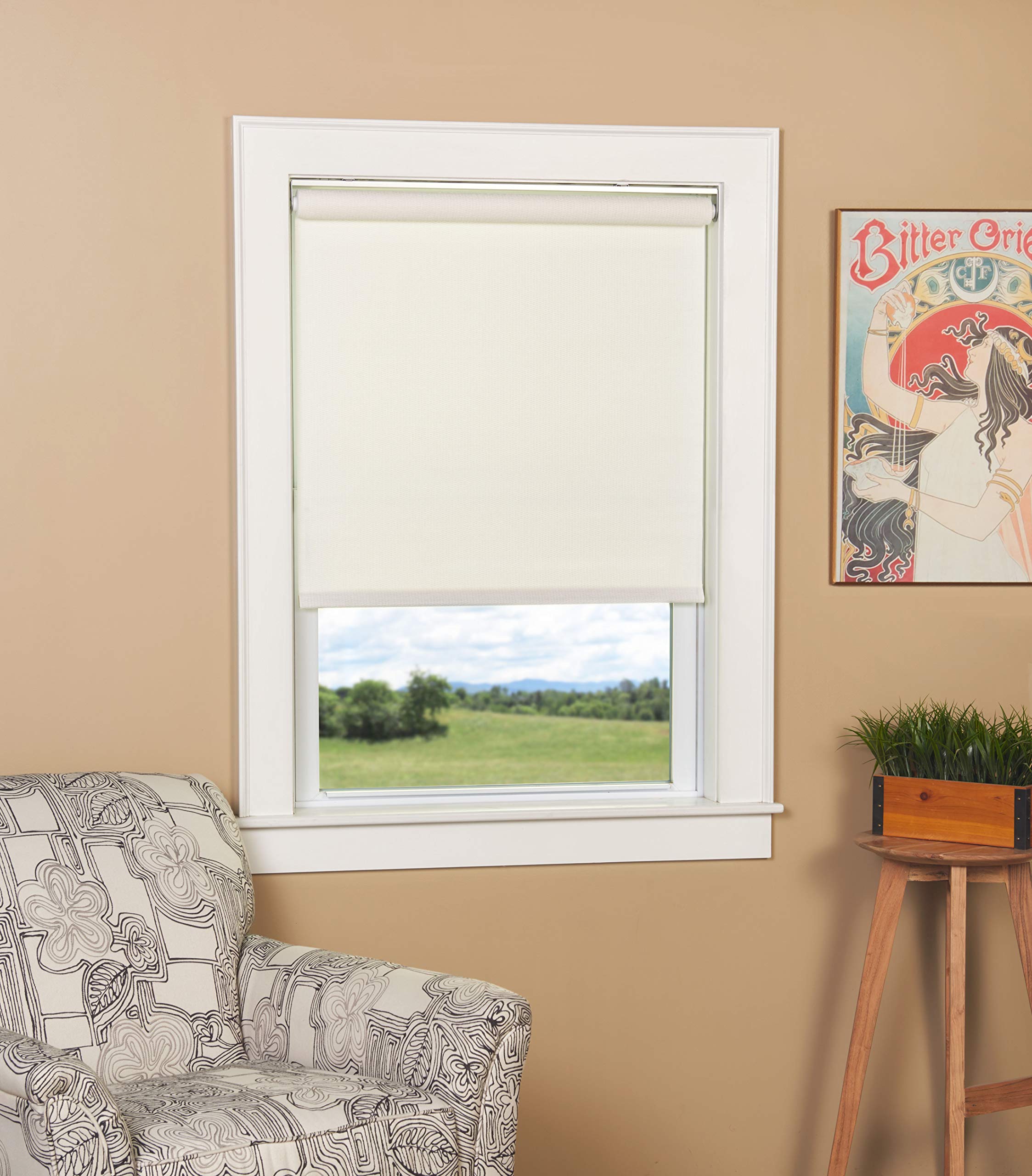 Textured White Cordless Woven Roller Shade 35