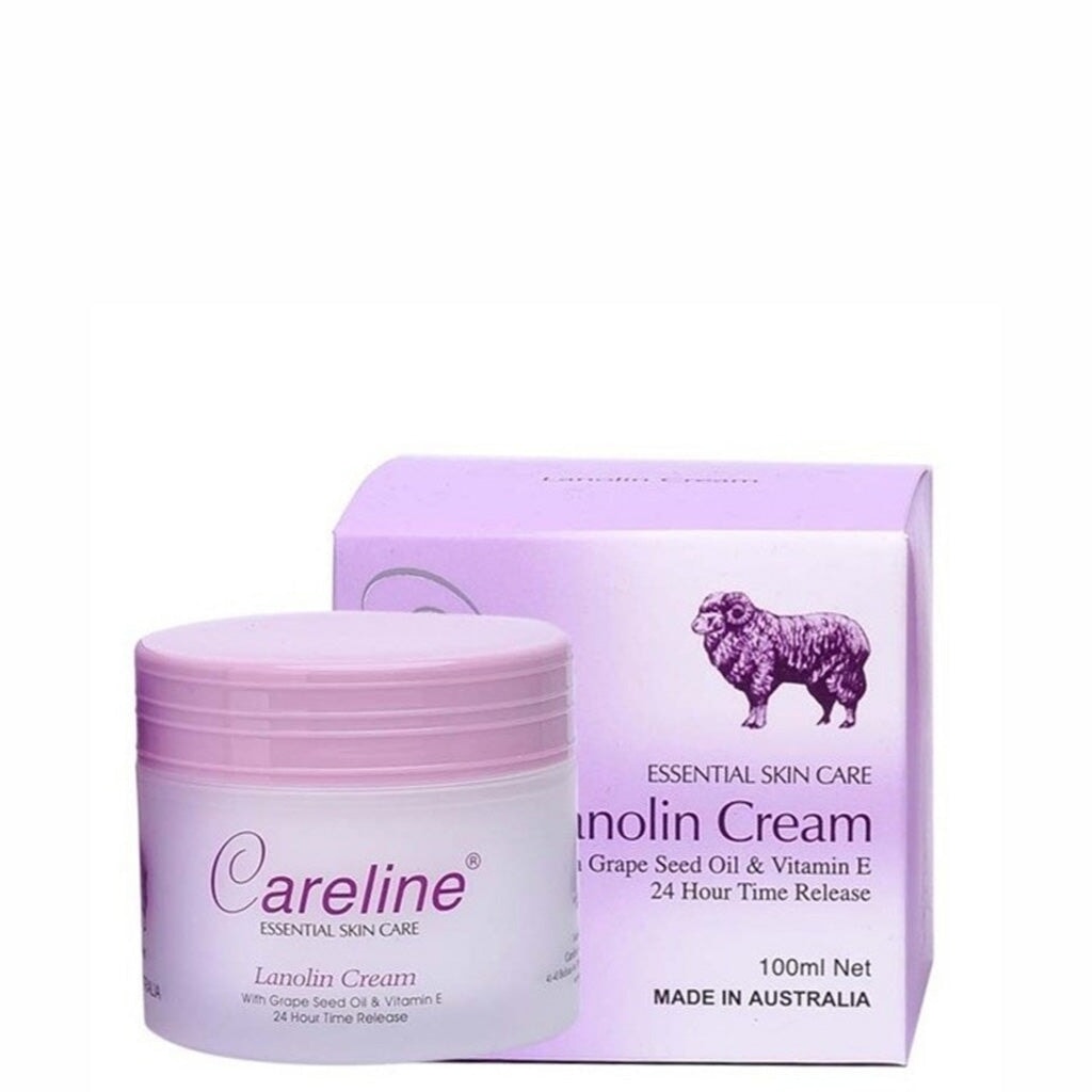 Careline Cream with Lanolin & Grape Seed Oil - Intense Moisturizing Hand & Body Lotion for Dry Skin - Perfect for Winter Care & Nighttime Hydration