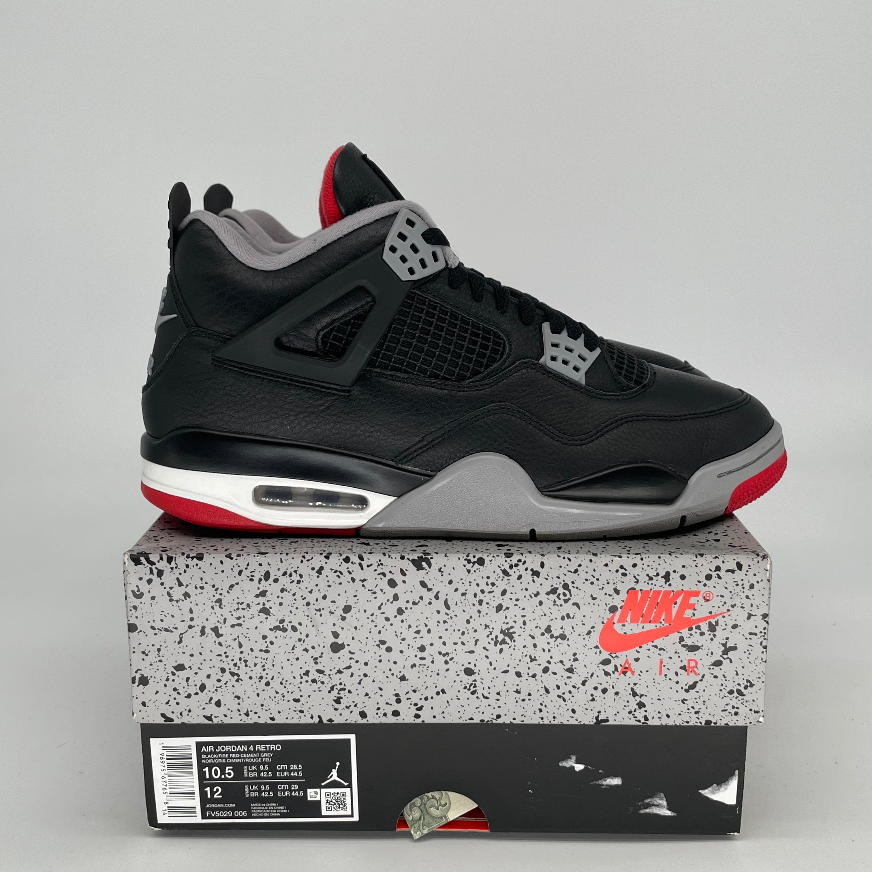 Original Air Jordan 4 Bred Reimagined Men's Basketball Shoes - Size 10.5 / Women's 12W (FV5029-006) | Retro Sneakers for Streetwear & Basketball Performance