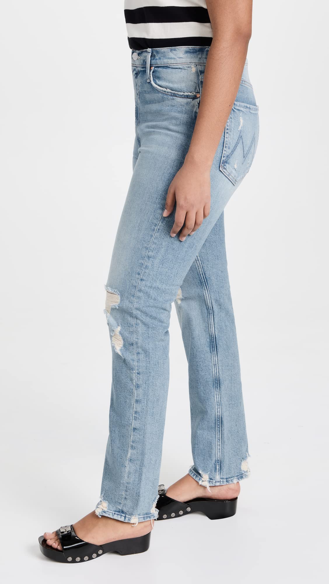 MOTHER Women's The Insider Crop Jeans - High Waist Distressed Denim for Casual Outfits & Street Style | Perfect for Daytime Errands, Weekend Brunch & Night Out