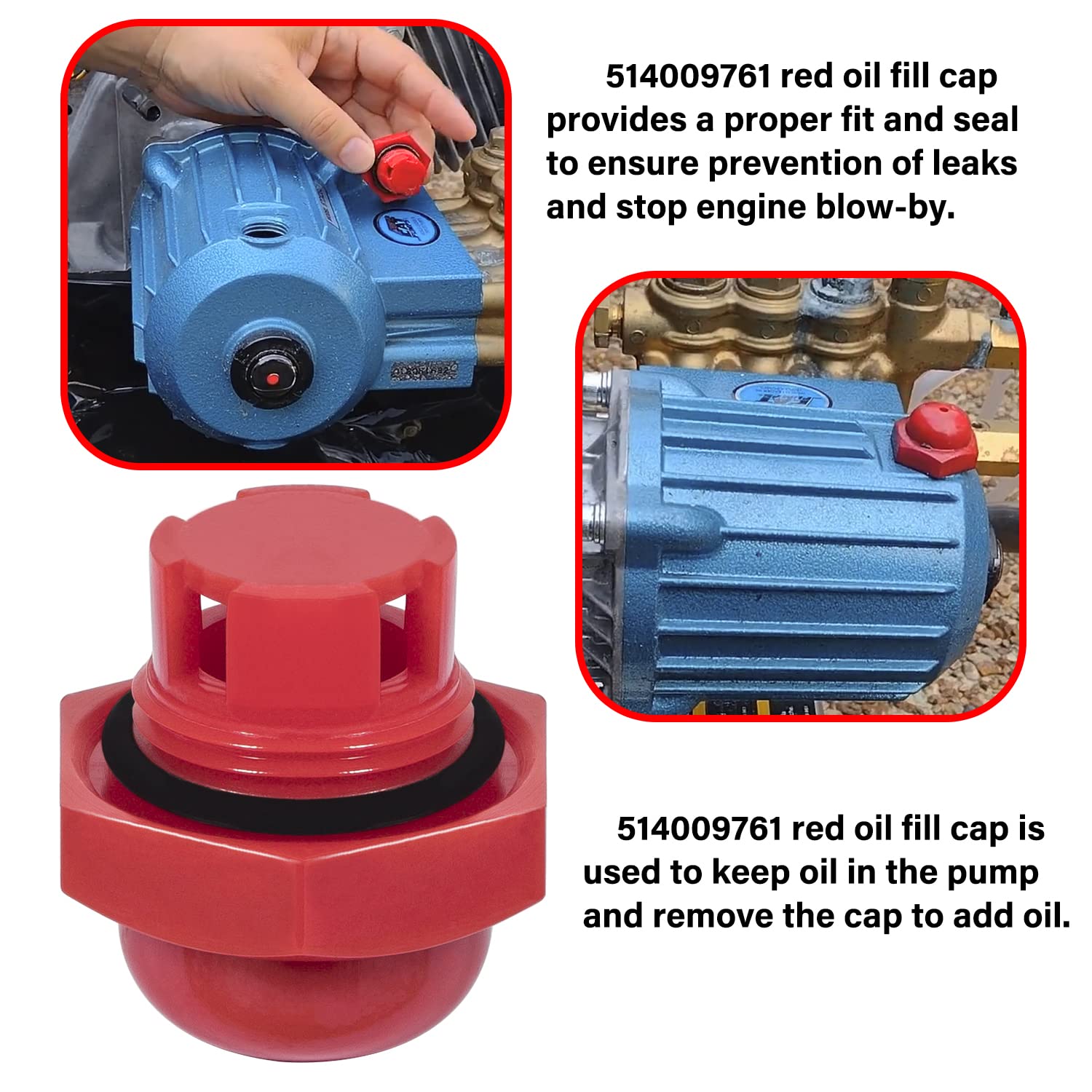 514009761 Red Oil Fill Cap - Durable Engine Oil Cap Replacement for Cars, Trucks & Motorcycles - Perfect for DIY Auto Repairs & Maintenance