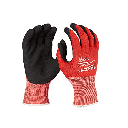 Milwaukee Cut 1 Dipped Gloves - Small Size (12 Pack) - Durable Work Gloves for Construction, Landscaping & DIY Projects