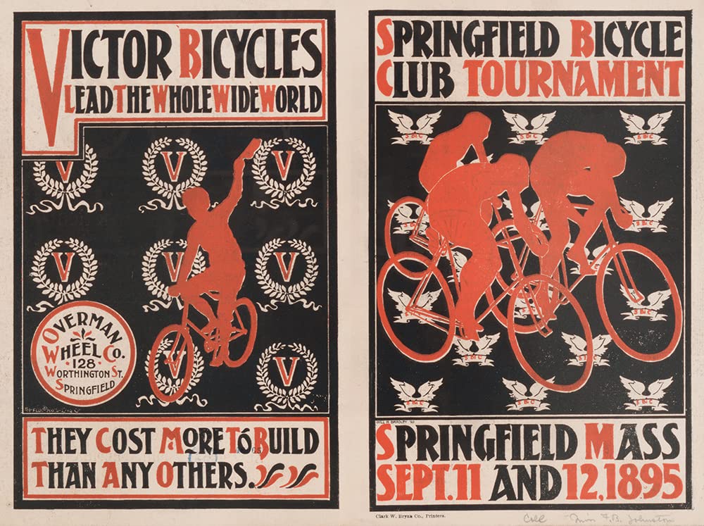 Will Bradley 18x14 Black Modern Framed Museum Art Print - Springfield Bicycle Club Tournament (1895) | Double Matted Vintage Cycling Poster | Home Office Decor, Cycling Enthusiast Gift, Wall Art Collection