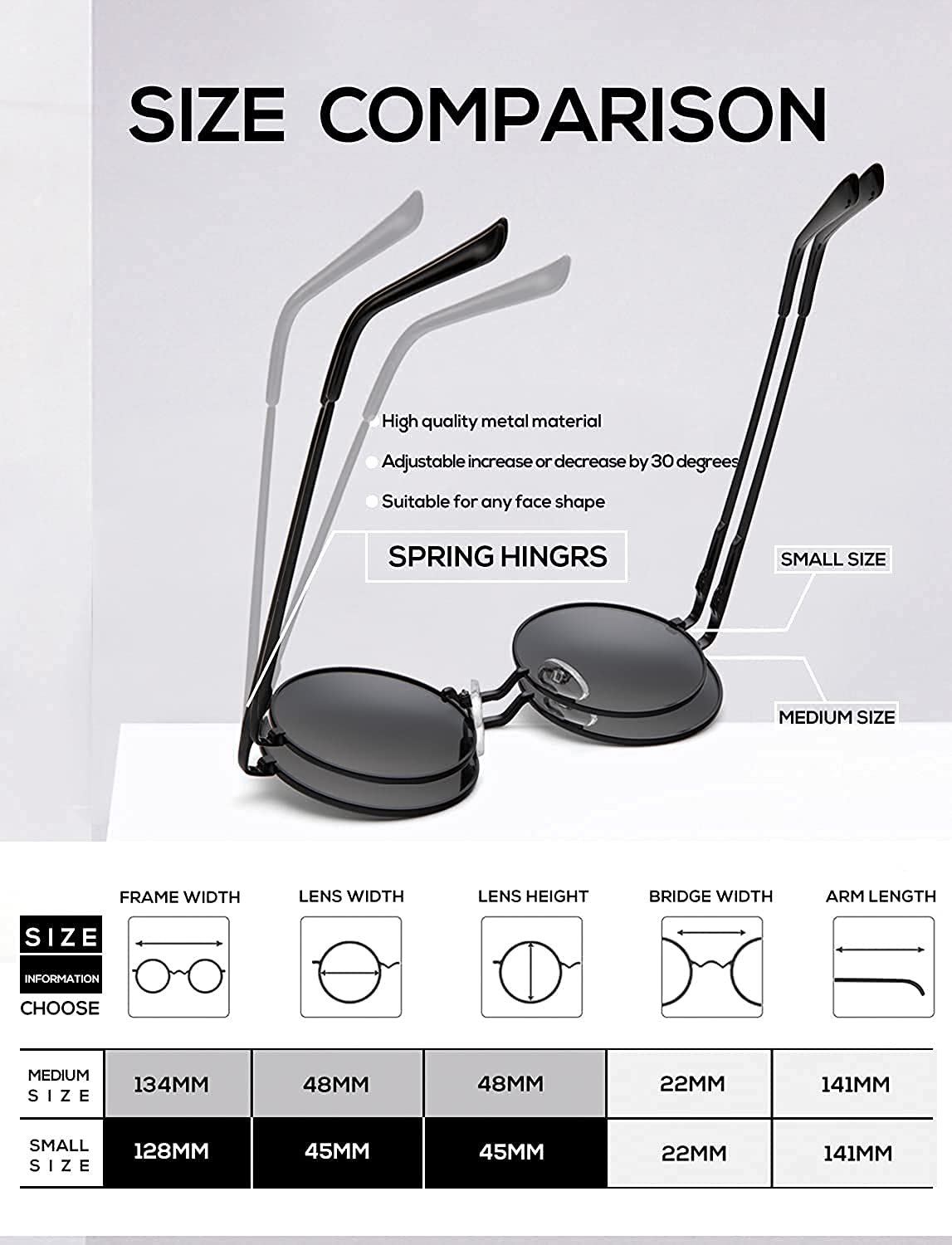 Polarized Round Sunglasses for Men & Women - Retro Metal Hippie Circle Style UV400 Protection Sun Glasses - Perfect for Beach, Driving & Outdoor Activities