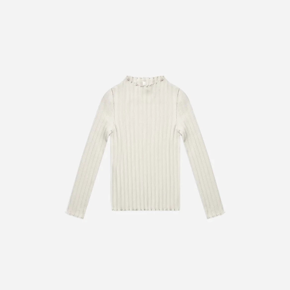 Rylee + Cru Ivory Long Sleeve Ribbed Cotton Tee for Girls - Soft & Comfortable Everyday Wear for School, Playdates & Family Outings