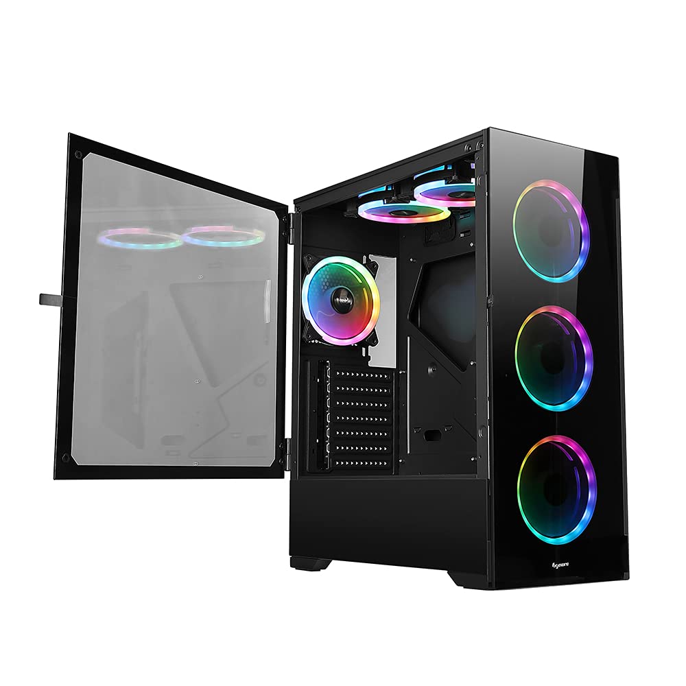 Bgears b-Voguish Gaming PC Case - ATX Mid Tower with Tempered Glass, USB 3.0 Ports, Supports E-ATX/ATX/mATX/ITX Motherboards (Fans Not Included) - Perfect for Gaming Rigs, Workstations & Custom PC Builds