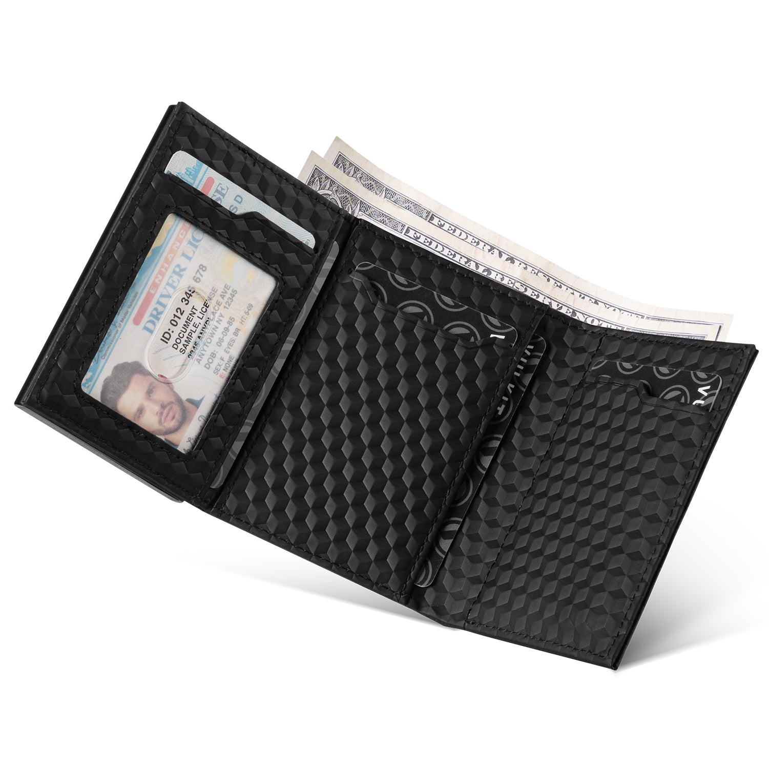 VC302 Limited Edition Numbered Tri-Fold Wallet with Side Slider & Magnetic Closure - Perfect for Everyday Carry, Travel & Business (Men's RFID Blocking Leather Wallet)