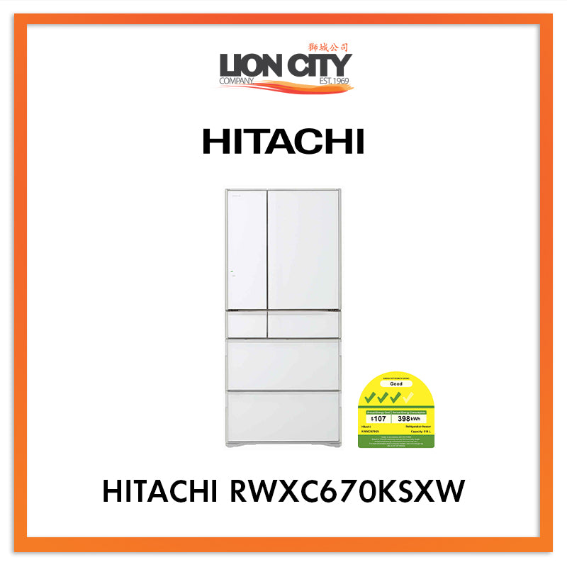 Hitachi 519L Multidoor Smart Refrigerator with IoT Technology - RWXC670KSXW Japanese Made for Modern Smart Kitchen & Home Appliances