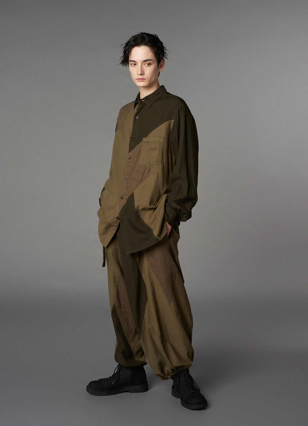 Cubism Patchwork Product Dyed Switching Shirt – Stylish & Unique Casual Wear for Men & Women | Perfect for Street Fashion, Art Lovers & Everyday Outfits