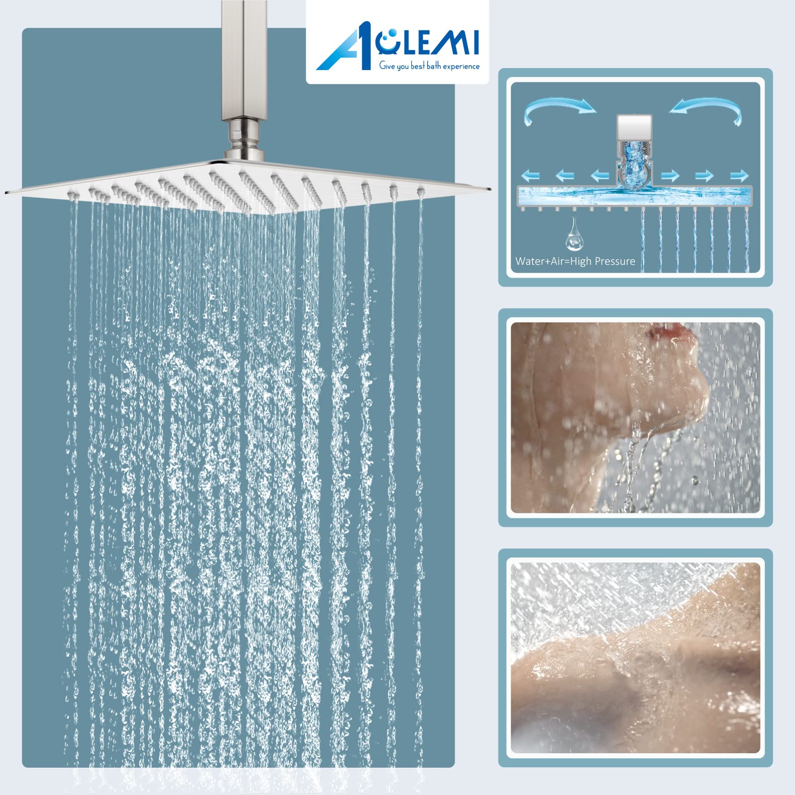 Aolemi Brushed Nickel Floor Mount Bathtub Faucet - 10