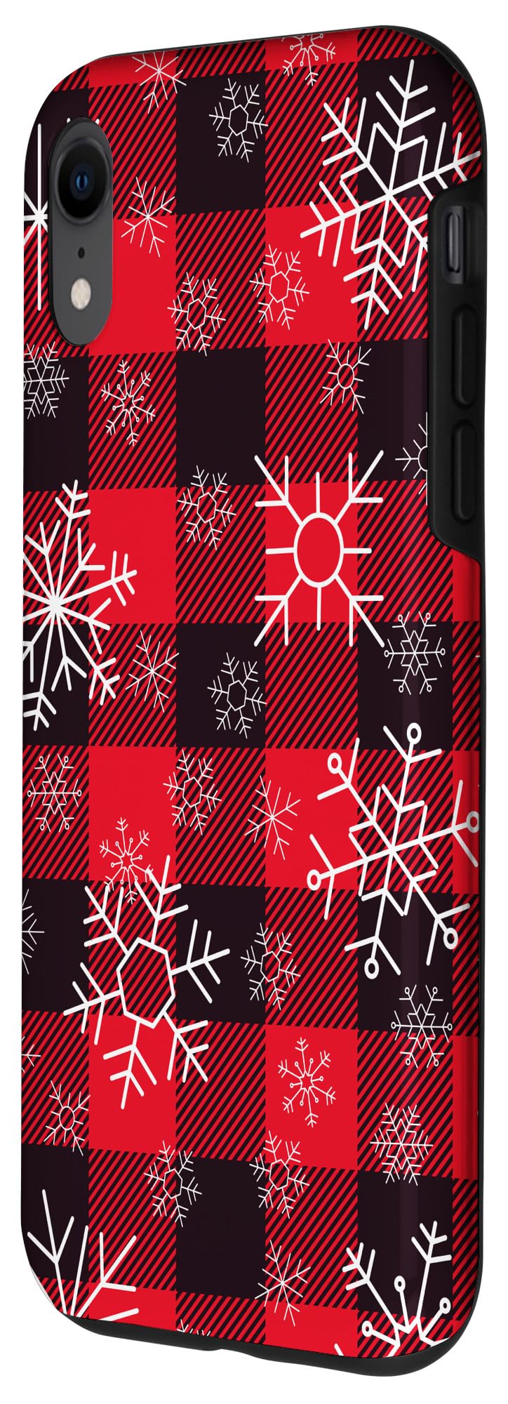 iPhone XR Christmas Phone Case - Red Buffalo Plaid Pattern with Snowflakes | Holiday Gift, Winter Protection, Festive Design for iPhone XR