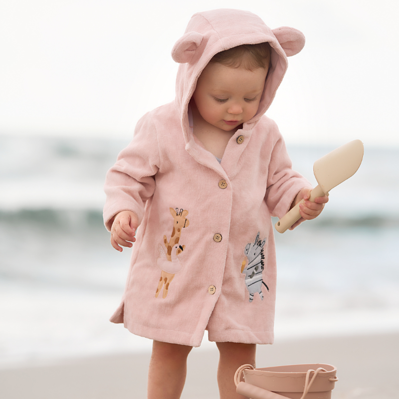 Pale Pink Seaside Safari Terry Beach Coverup - Lightweight Summer Swimwear Cover Up for Women - Perfect for Beach, Pool, and Vacation Outfits