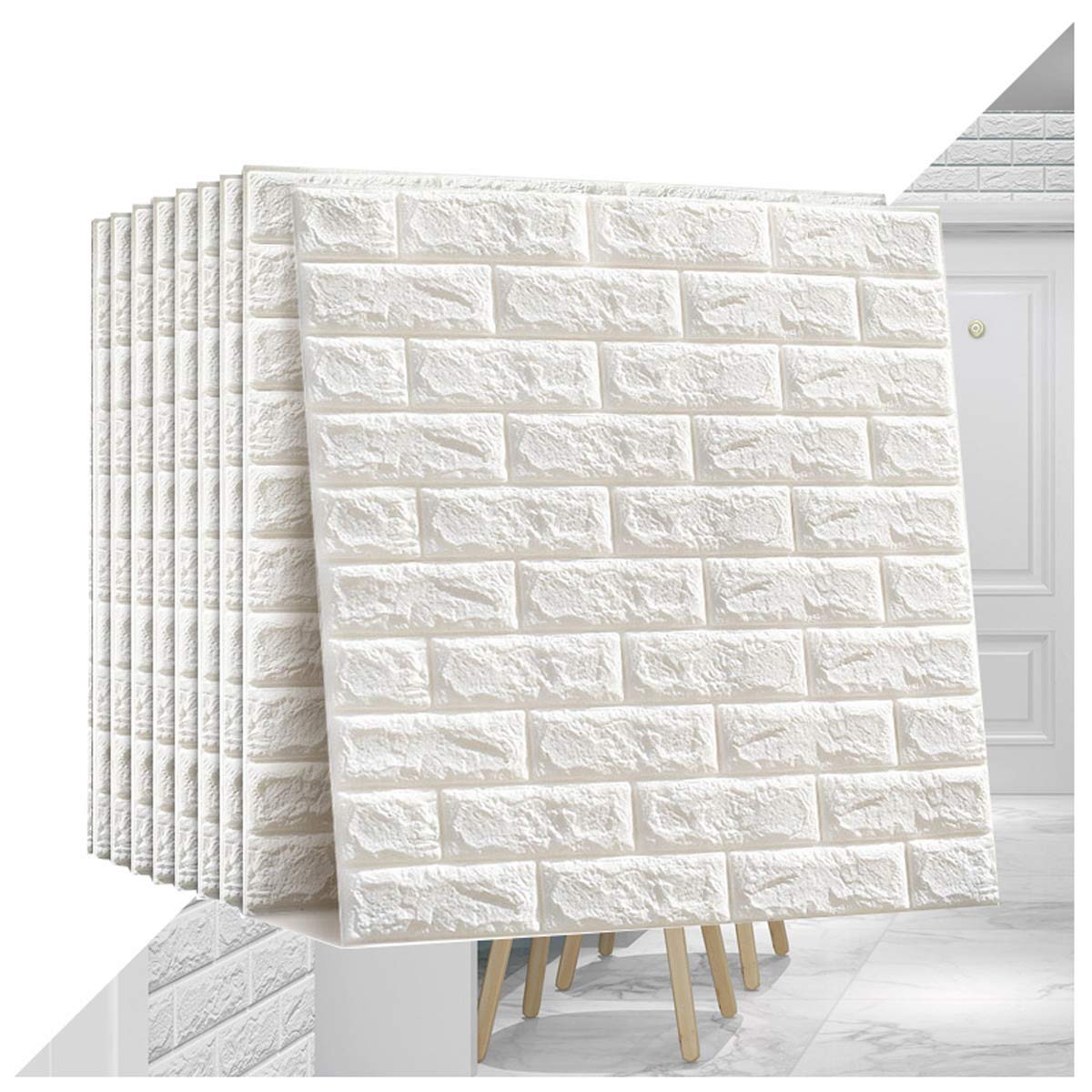3D Brick Wallpaper Peel and Stick - Self Adhesive Faux Brick Wall Panels, PE Foam Embossed Wall Stickers for Bedroom, Kitchen, Living Room - Easy DIY Home Decor for Accent Walls & Room Makeovers