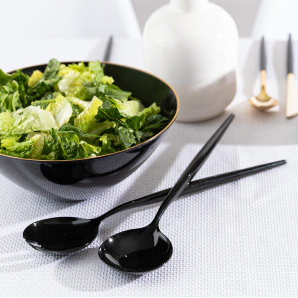 4-Pack Black Serving Spoon & Spork Set - Durable Novelty Utensils for Parties, Camping, and Outdoor Dining