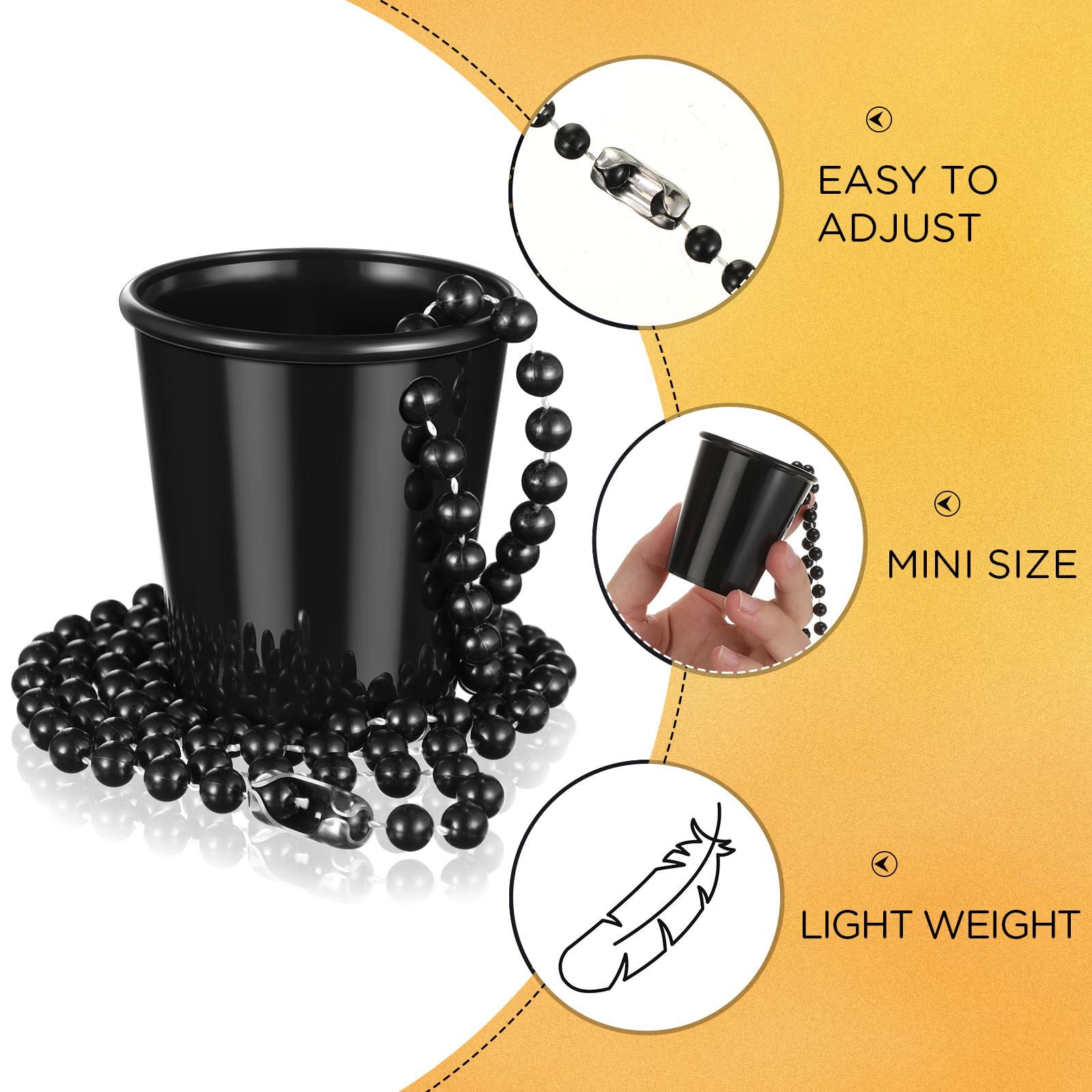 24-Piece Disposable Plastic Shot Glass Necklace Set - Graduation, Bachelorette, Birthday & Wedding Party Favors (Black & White) - Fun Drinking Accessories for Celebrations & Festivals