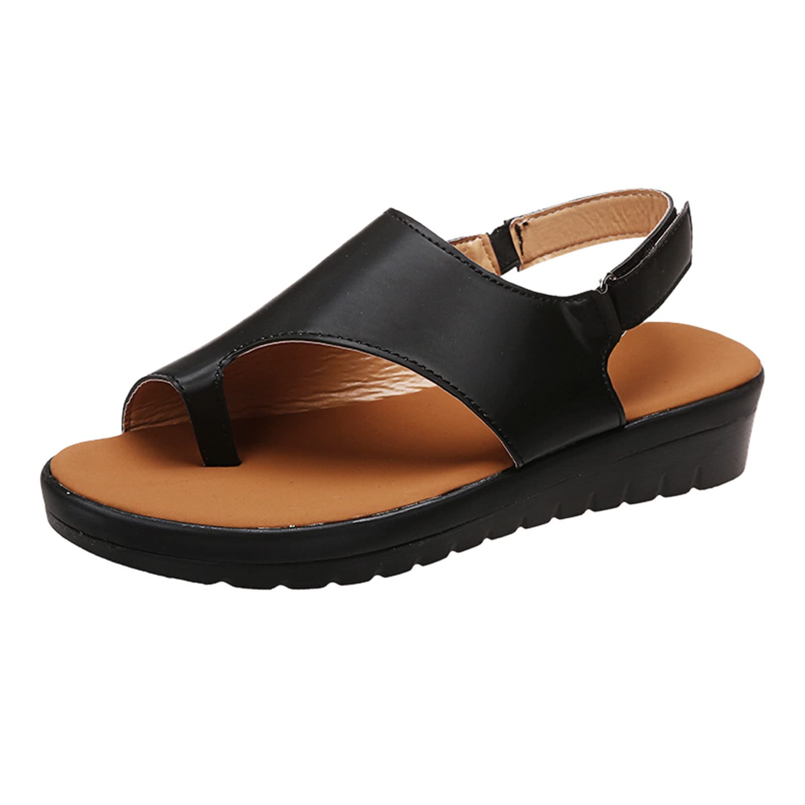 Women's Summer Wedge Sandals - Wide Width Comfortable Peep Toe Brown Sandals for Walking, Beach & Outdoor Activities