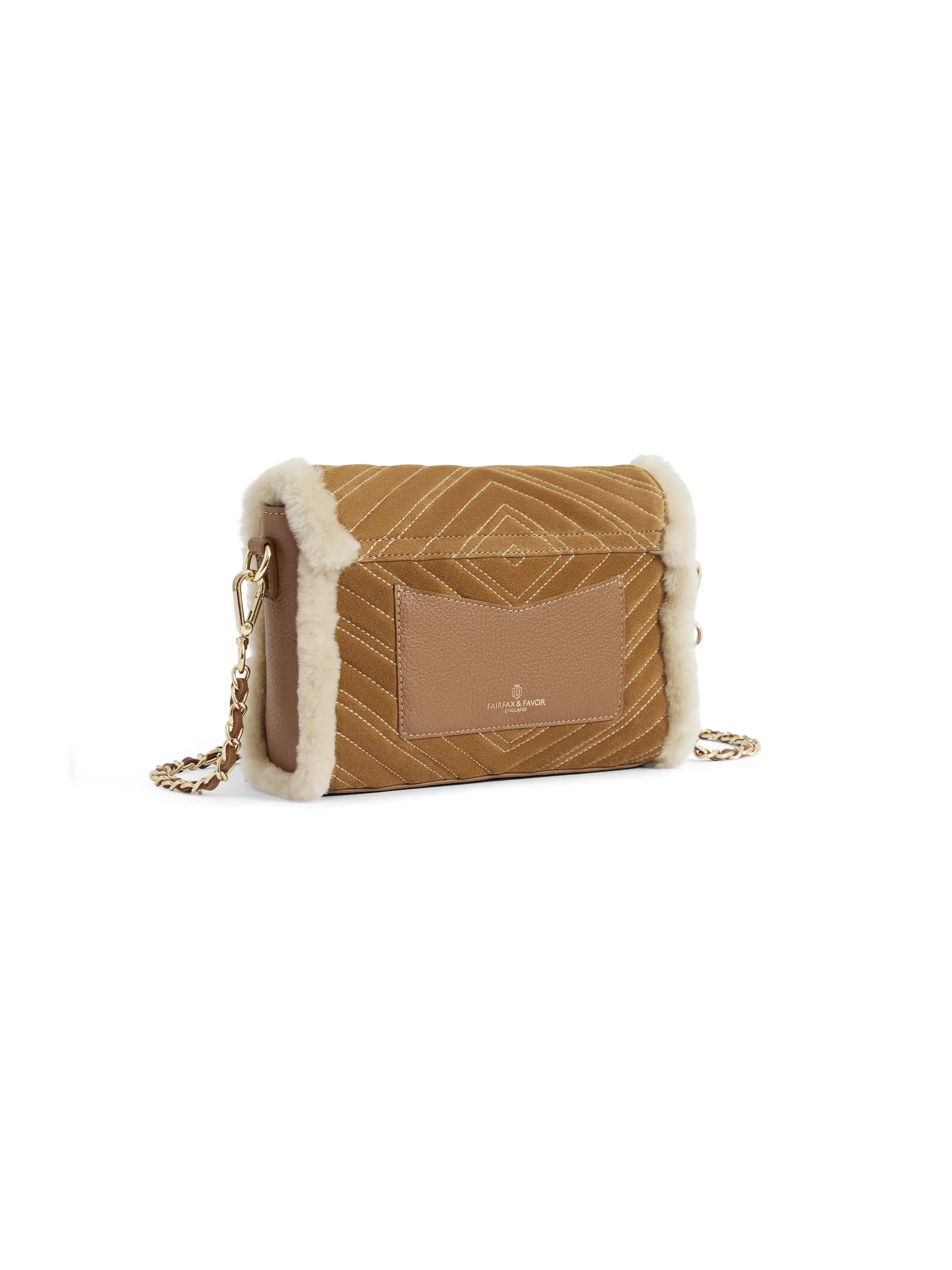 Edinburgh Cross Body Bag for Women - Tan Suede & Shearling Leather Shoulder Purse - Perfect for Travel, Shopping & Everyday Use