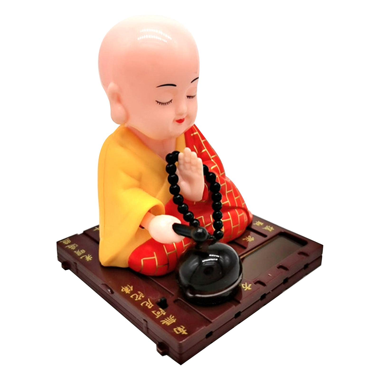 Solar Powered Dancing Monk Figurine - Eco-Friendly Solar Dancing Toy with Nodding Head Motion, Perfect for Desk Decor, Car Ornament, Gift & Home Office Decoration (Great for Stress Relief & Fun Atmosphere)
