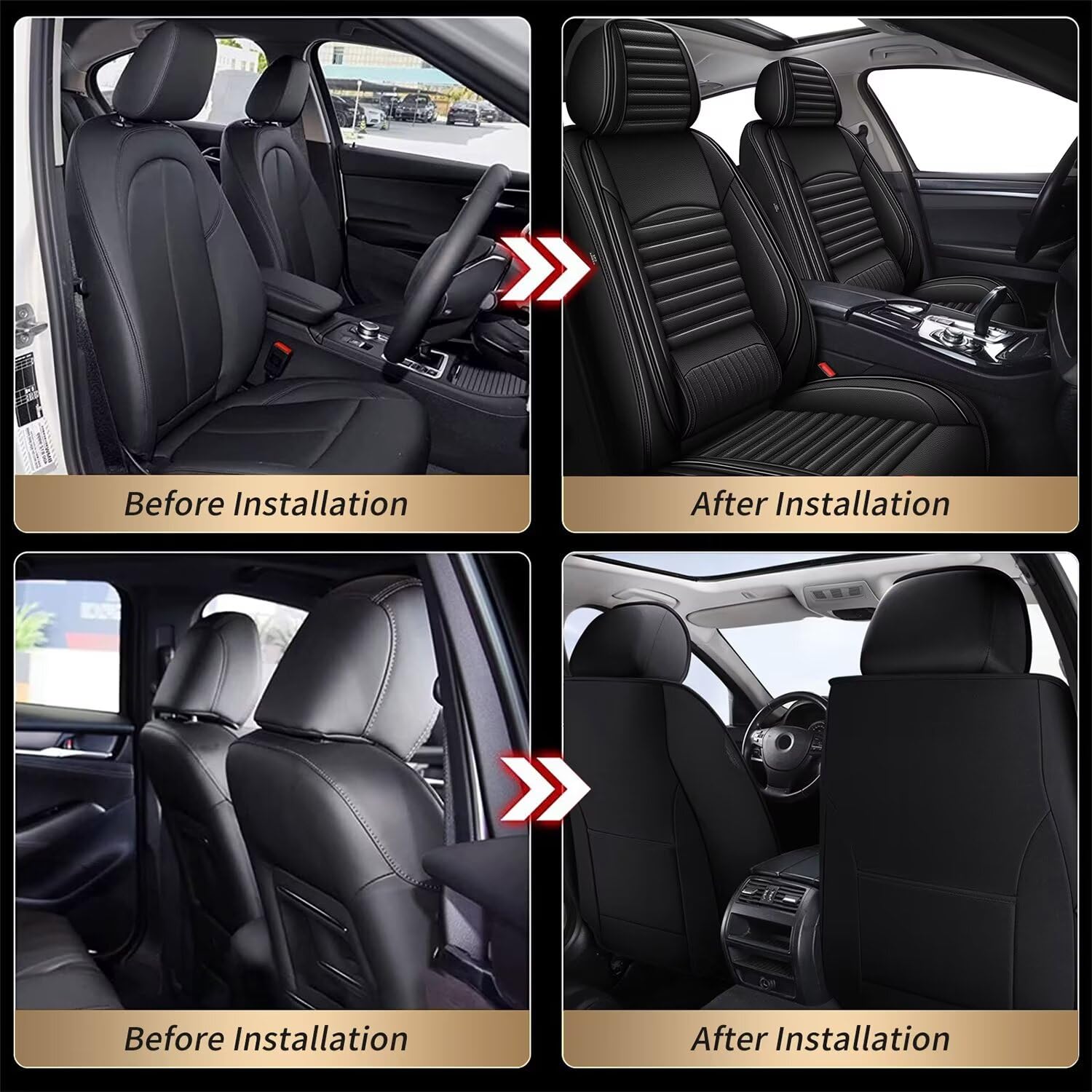 Premium TTX LIGHTING Custom Fit Car Seat Covers for Honda Civic 2003-2015 - Faux Leather with Airbag Compatibility (2 Front Seats, Black) | Perfect for Daily Commuting & Road Trips