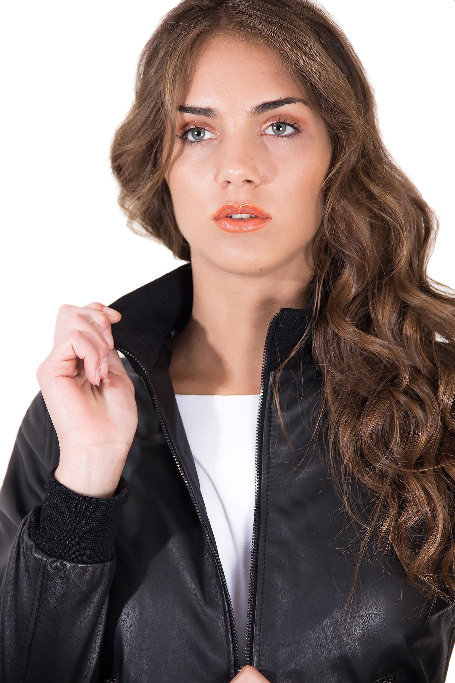 D'Arienzo Black Leather Bomber Jacket for Women | Made in Italy | Spring Motorcycle Jacket | Genuine Leather | Size XXS | Perfect for Casual Outings & Motorcycle Rides