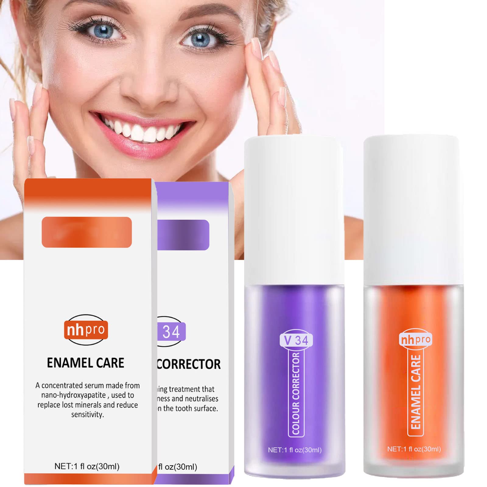 V34 Purple Toothpaste for Teeth Whitening - Dental Color Corrector & Stain Remover | Whitening Toothpaste for Coffee, Tea & Smoking Stains | Professional Teeth Cleaning & Enamel Repair