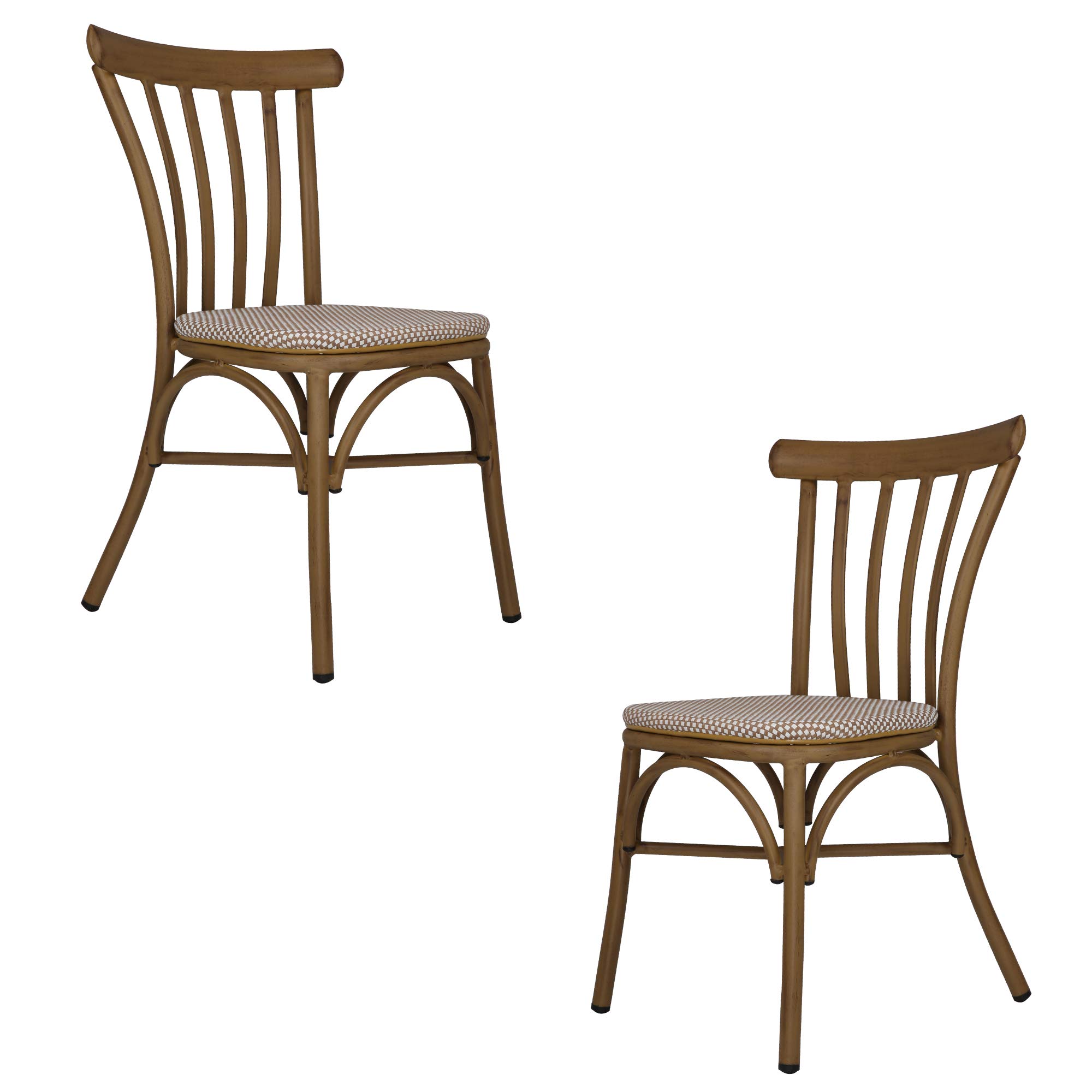 LUCKYERMORE Modern Armless Dining Chairs Set of 2 - White Lattice Fabric Upholstered Seats with Backrest, Aluminum Frame for Kitchen, Bistro & Cafe - Perfect for Small Spaces, Breakfast Nooks & Urban Dining Areas