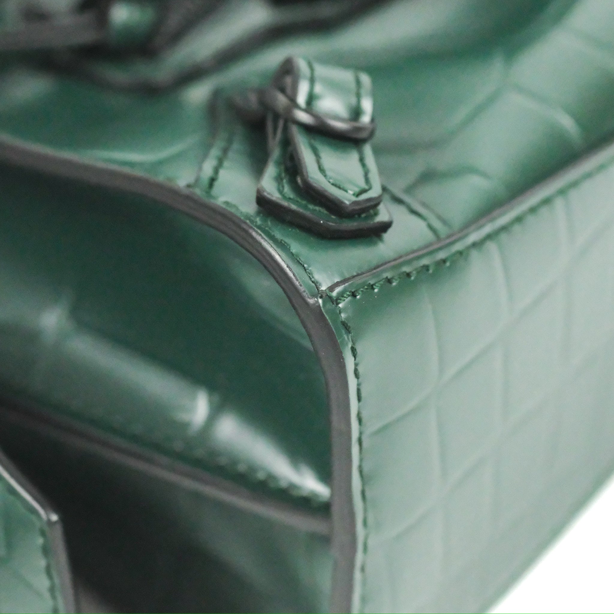 Balenciaga Mini Neo Classic City Bag - Green Crocodile Embossed Leather Crossbody Bag for Women | Perfect for Everyday Use, Parties & Travel