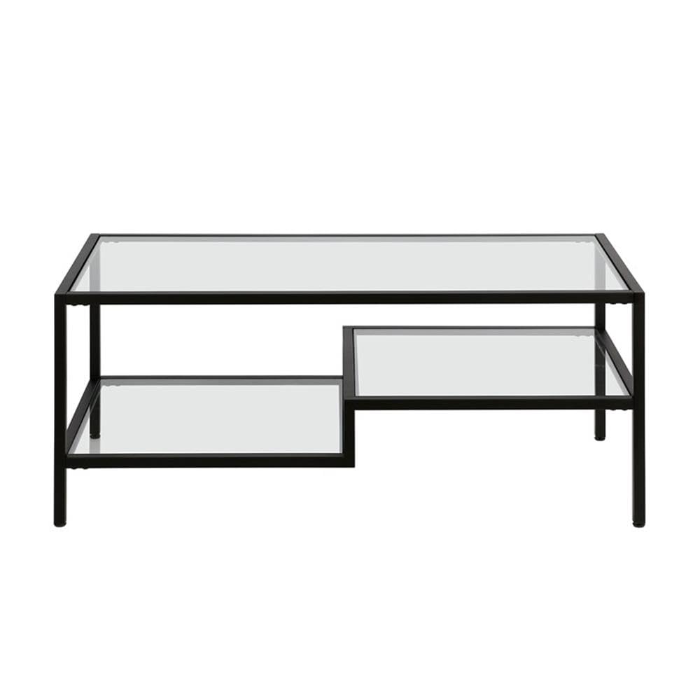 Modern Metal Two-Tier Coffee Table with Blackened Bronze Finish - Perfect for Living Room, Office & Lounge Decor
