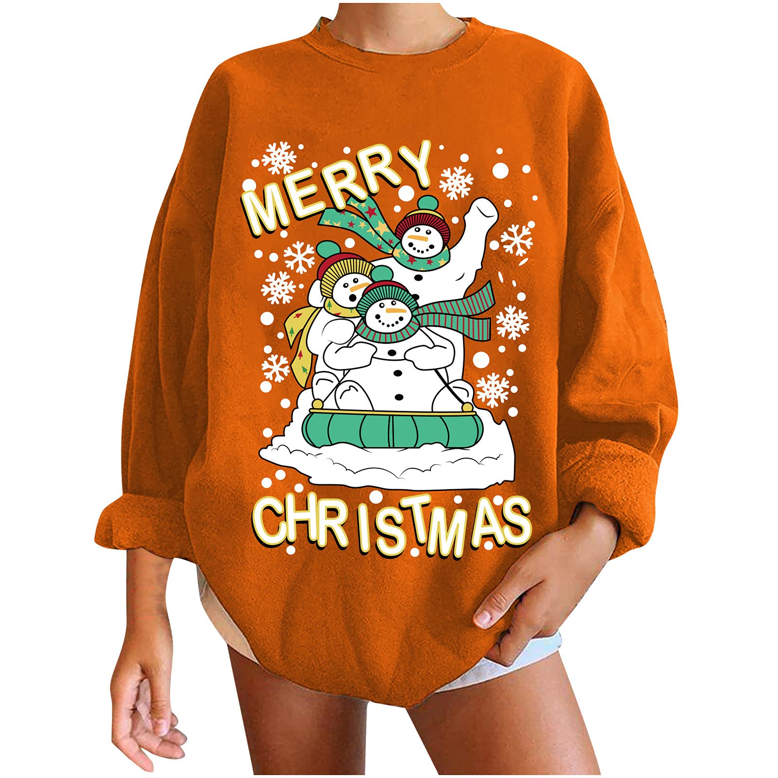 Homlpope Women's Winter Fall Casual Graphic Crewneck Sweatshirt - Long Sleeve Holiday Christmas Pullover for Women | Cozy Outfit for Seasonal Fashion, Cold Weather & Festive Gatherings