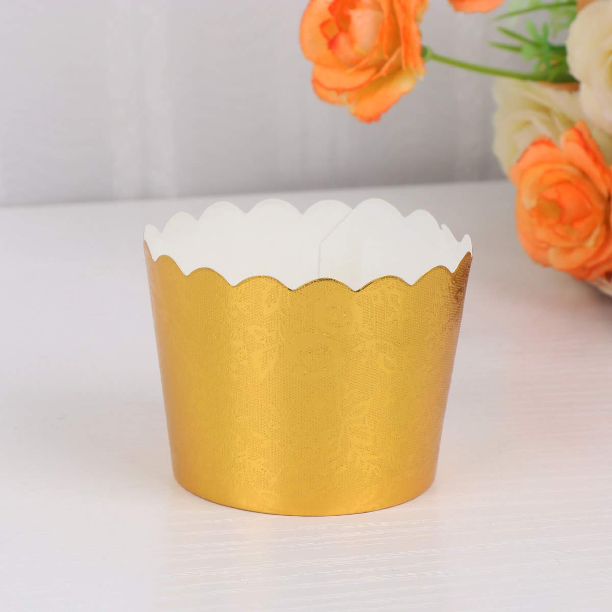 DOITOOL 100pcs Yellow Gold Cupcake Liners - Wedding Baking Cups, Dessert Wrappers & Small Baking Paper Sleeves for Cupcake Pans | Perfect for Birthday Parties, Baby Showers & Holiday Baking