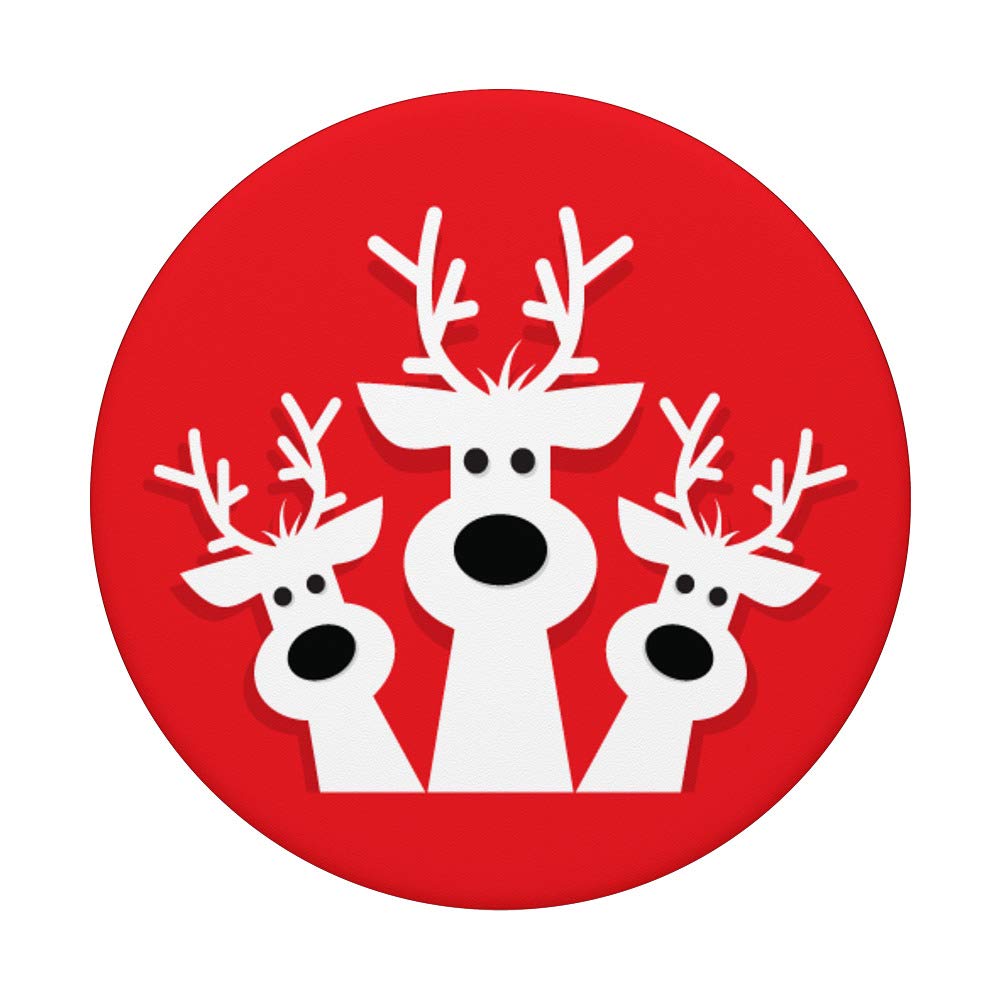 Festive Reindeer Christmas Ornament - White Reindeer on Red Background for Holiday Tree Decorations, Home & Office Decor