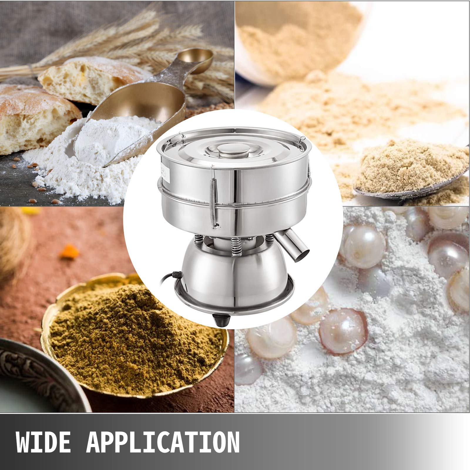 VBENLEM Automatic Electric Sieve Shaker Machine - 12 Mesh & 80 Mesh Flour Sifter, 110V 50W Vibrating Sifter (1150 RPM) for Rice, Herbal Powder & Particles - Perfect for Baking, Lab Testing & Food Processing