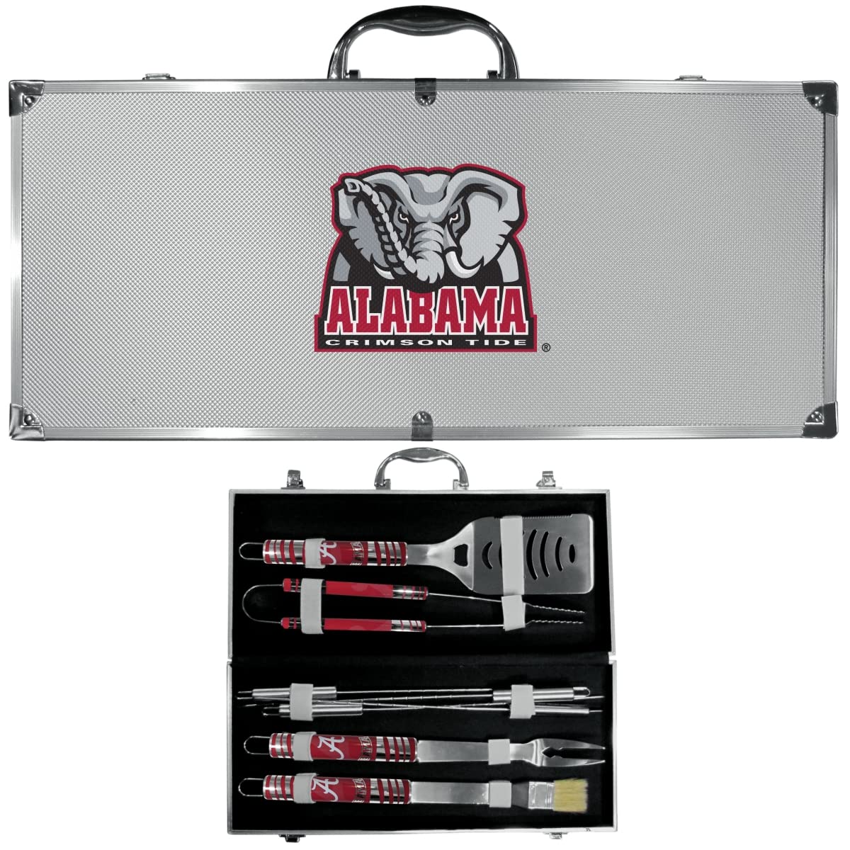 Siskiyou C8BQ13 Unisex NCAA Alabama Crimson Tide 8-Piece BBQ Grilling Set for Tailgating, Picnics & Outdoor Parties - Perfect for Game Day Cookouts and Backyard Gatherings