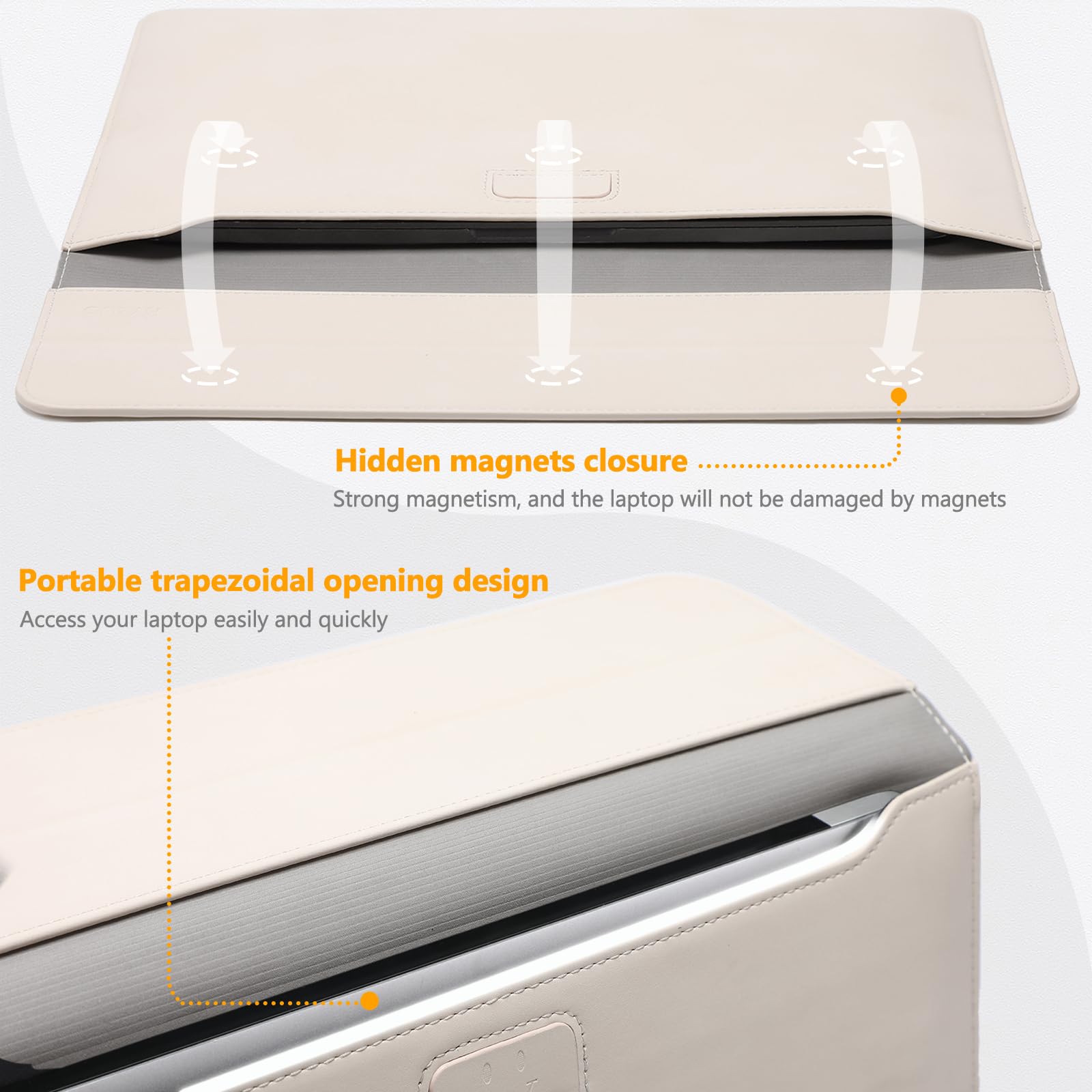 Premium 15-16 Inch Laptop Sleeve with Built-in Stand - Compatible with MacBook Pro 16 M4/M3/M2/M1 Pro/Max (2024-2019), Dell XPS 15, MacBook Pro 15 (2015-2012), Samsung Galaxy Book Flex/Pro 15 - Beige Protective Case for Work, Travel & School