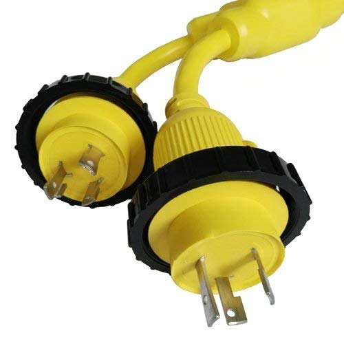 Parkworld 692033 Marine Shore Power Y Adapter - 30A L5-30P to 50A SS2-50R Twist Lock Connector (3FT) - Ideal for Boat Docking & RV Power Hookups