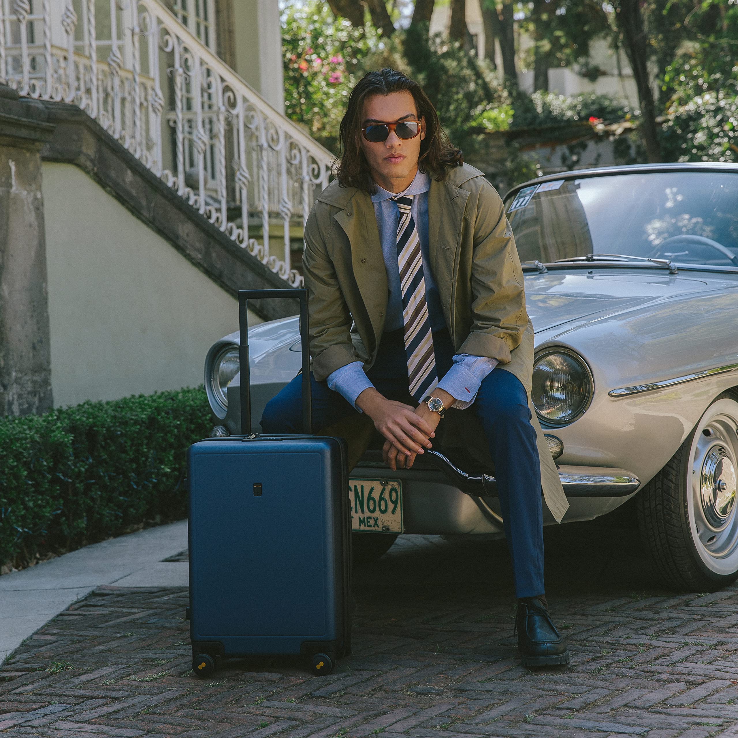 LEVEL8 20-Inch Carry-On Luggage - Airline Approved Lightweight Hardside Suitcase with Wheels, TSA Approved Luminous Textured Design in Navy | Perfect for Business Travel & Weekend Getaways