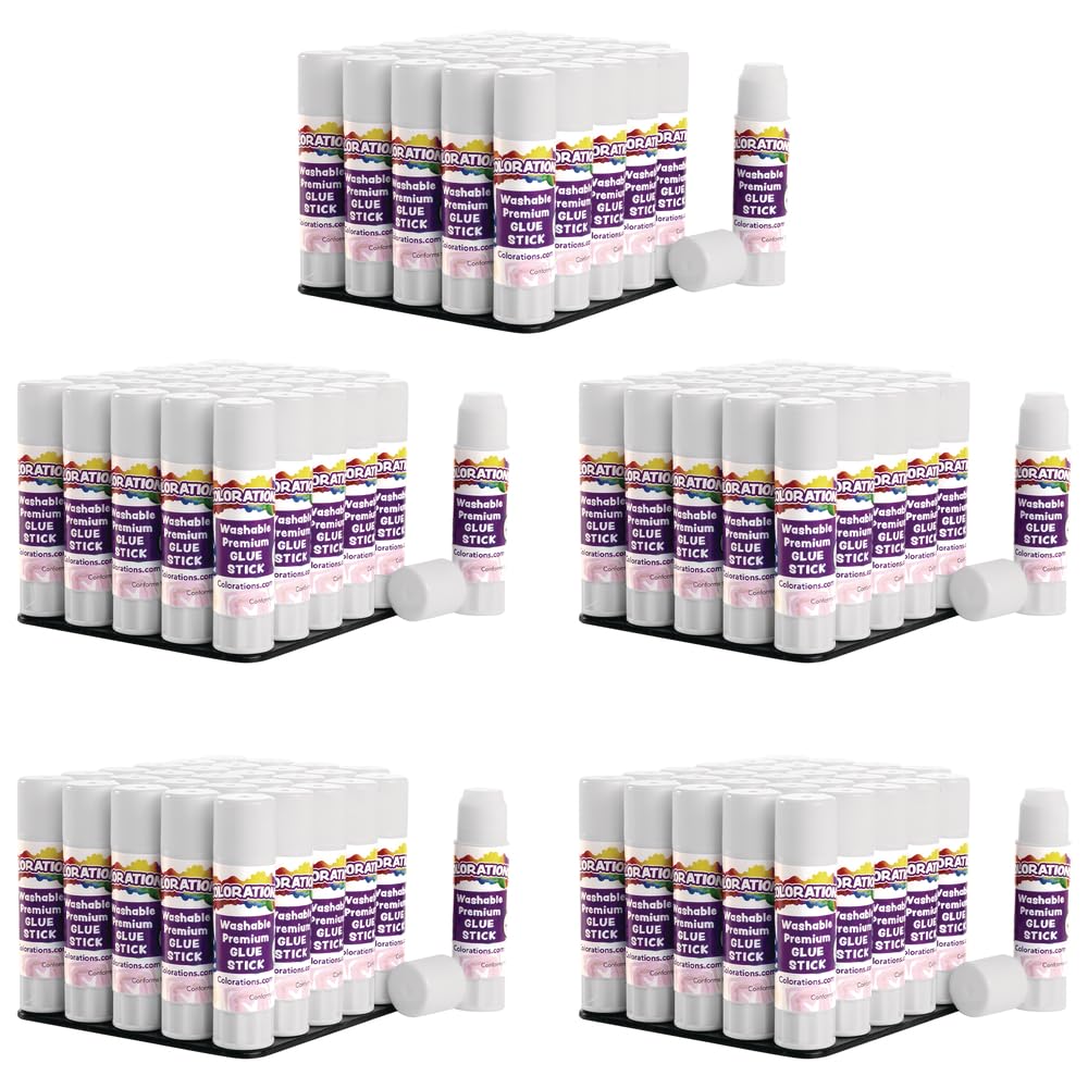 Colorations Premium Washable Glue Sticks - 150 Pack (0.32 oz Each) | Non-Toxic, Acid-Free, Clear Drying | Perfect for School Projects, Office Use & Home Crafts | Classroom Supplies, Scrapbooking, DIY Art