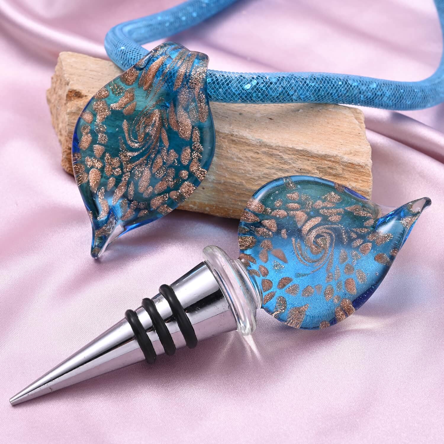 SHOP LC Glass Resin Bottle Stopper Pendant Necklace for Women - 20
