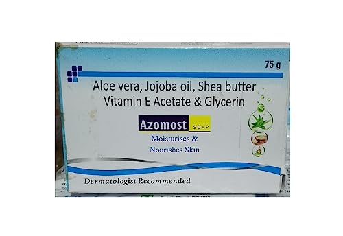 Riyasthya Azomost Soap with Aloe Vera, Jojoba Oil & Shea Butter - Vitamin E & Glycerin Enriched (75g) | Moisturizing & Gentle Cleansing for Dry & Sensitive Skin | Perfect for Daily Face & Body Care