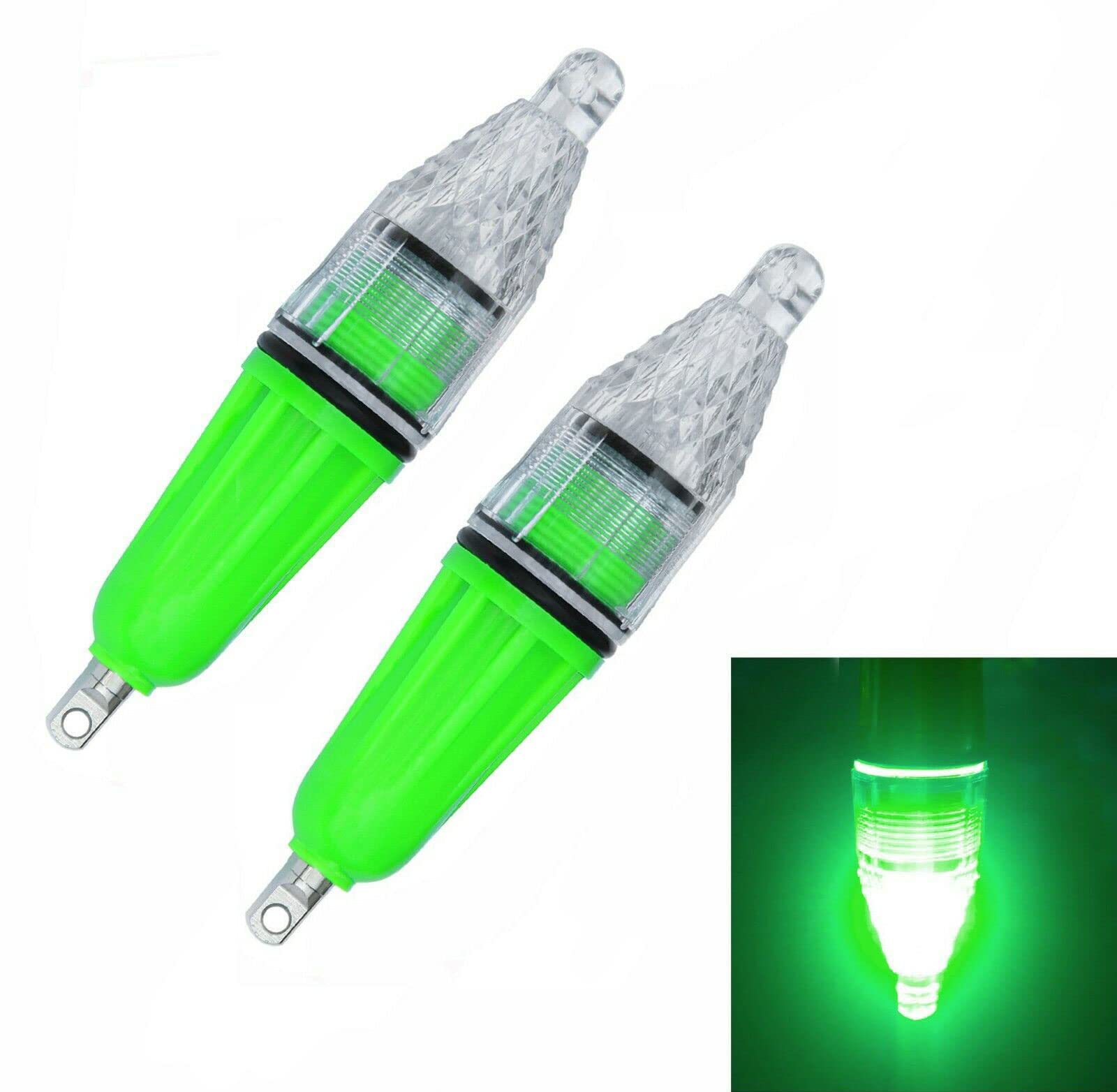 8-Pack Green Underwater LED Fishing Lights - 4.73 Inch Deep Drop Waterproof Flashing Bait Lure Lamps for Night Fishing, Crabbing & Shrimping | Attracts Fish in Lakes, Rivers & Ocean