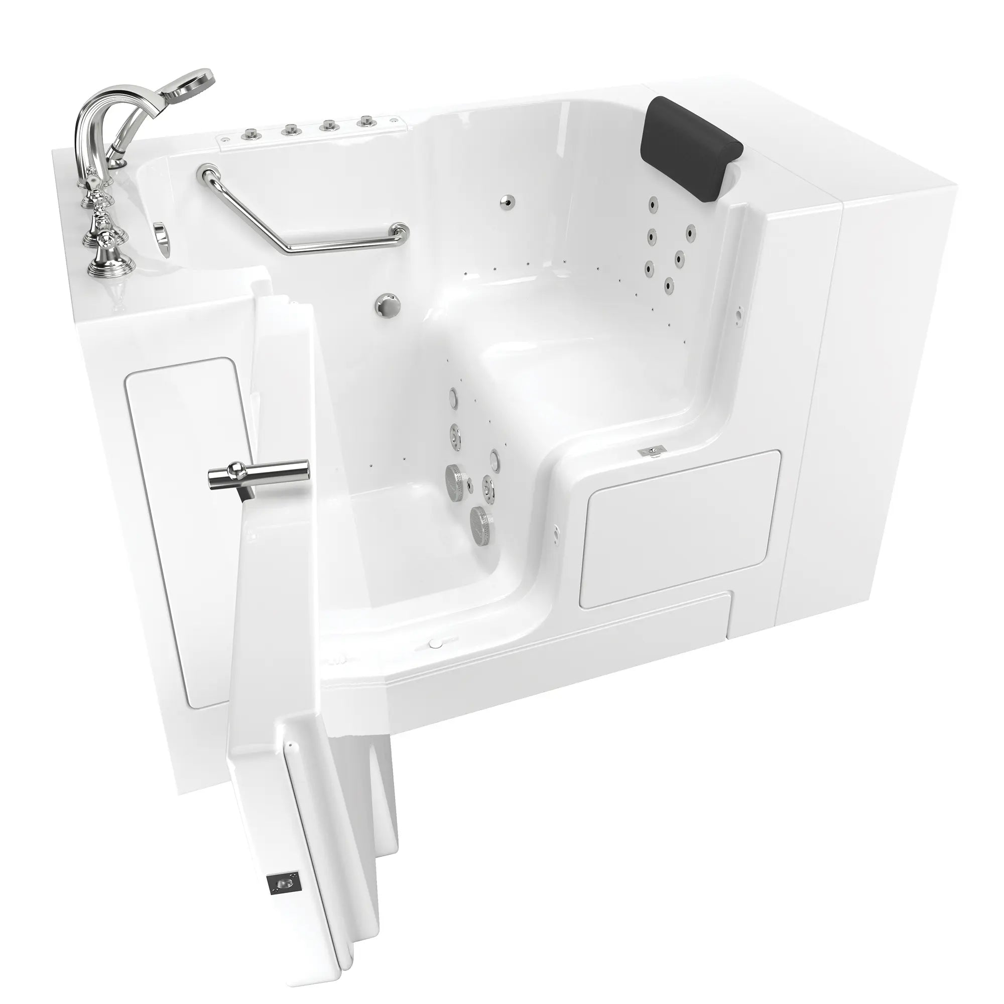 Premium 32 x 52 Inch Gelcoat Walk-in Bathtub with Air Spa & Whirlpool Systems - Left Hand Drain & Faucet - Ideal for Elderly & Mobility Support (ADA Compliant)