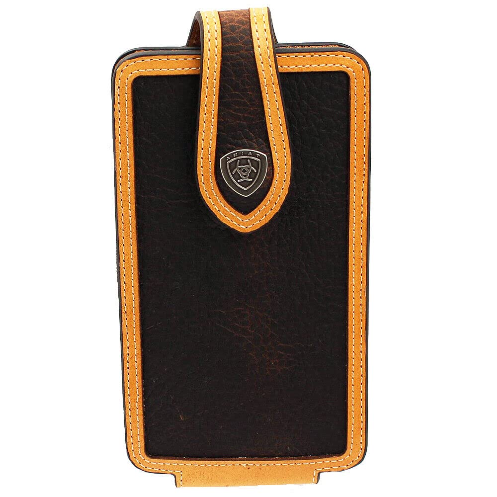 ARIAT Unisex Concho Cellphone Case - Durable Brown Leather Phone Holder for iPhone & Android | Perfect for Outdoor, Work & Everyday Use