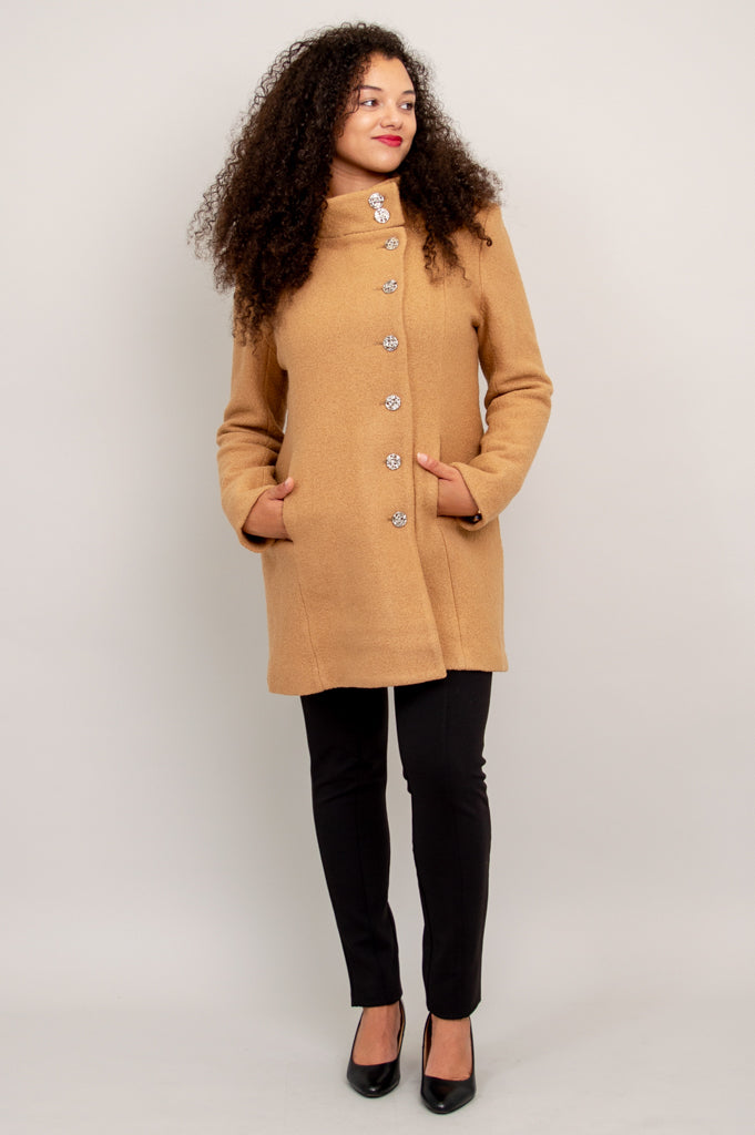 Premium Beige Wool Keston Coat for Women - Warm Winter Overcoat, Elegant Outerwear for Office, Dating & Casual Outings