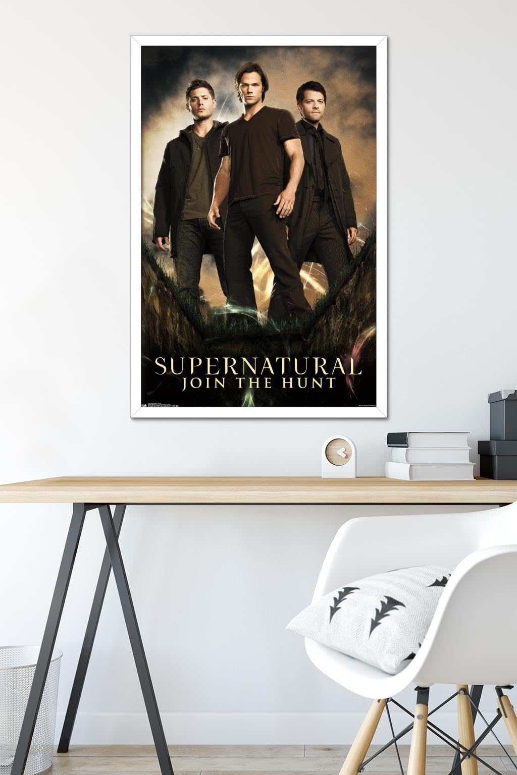 Supernatural TV Show Group Wall Poster - 22.375 x 34 Inches White Framed Art Print - Perfect for Living Room, Bedroom Decor & Gift for Fans