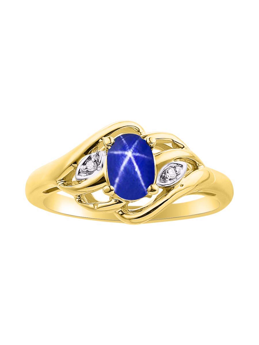 Rylos 14K Gold Plated Sterling Silver Birthstone Ring for Women - 6X4MM Gemstone & Diamond Jewelry - Classic Style Ring Size 5-10 - Perfect for Gifts, Anniversaries & Everyday Wear