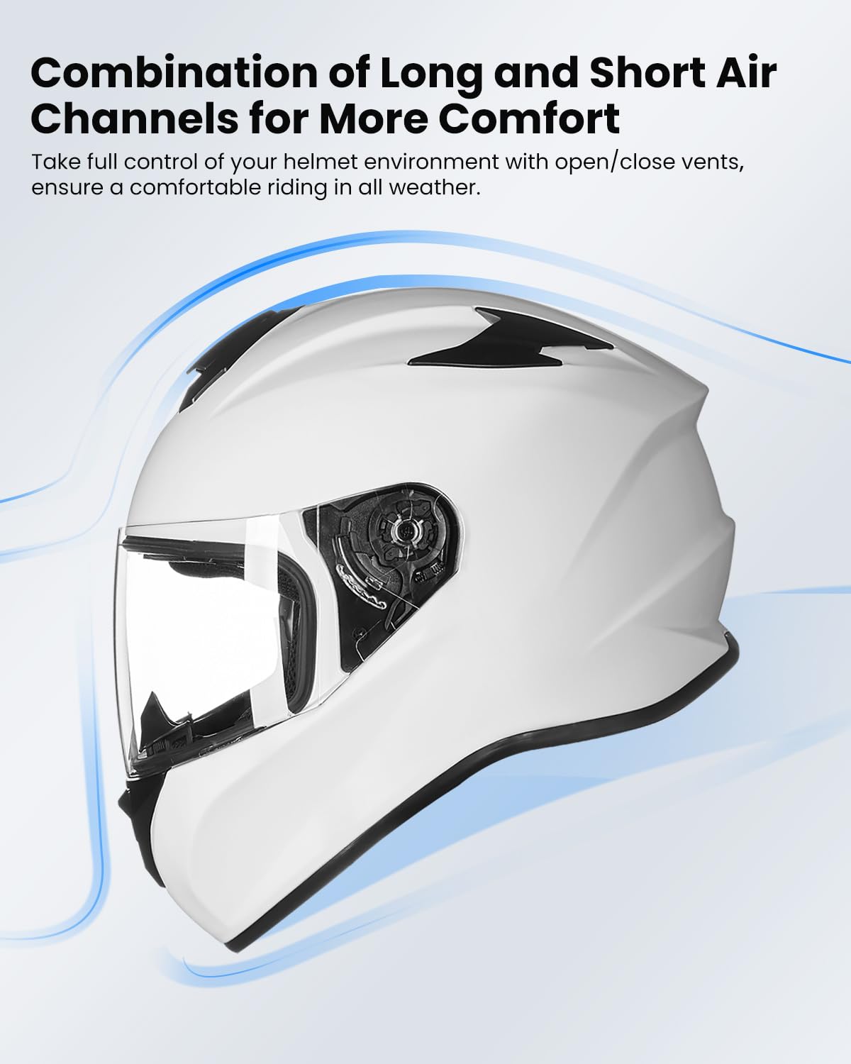 DOT Approved ILM ST-06 Full Face Motorcycle Helmet for Men & Women - XL White Street Bike Helmet with Enhanced Airflow System & Free Replacement Visor | Ideal for Commuting, Racing & Long-Distance Riding