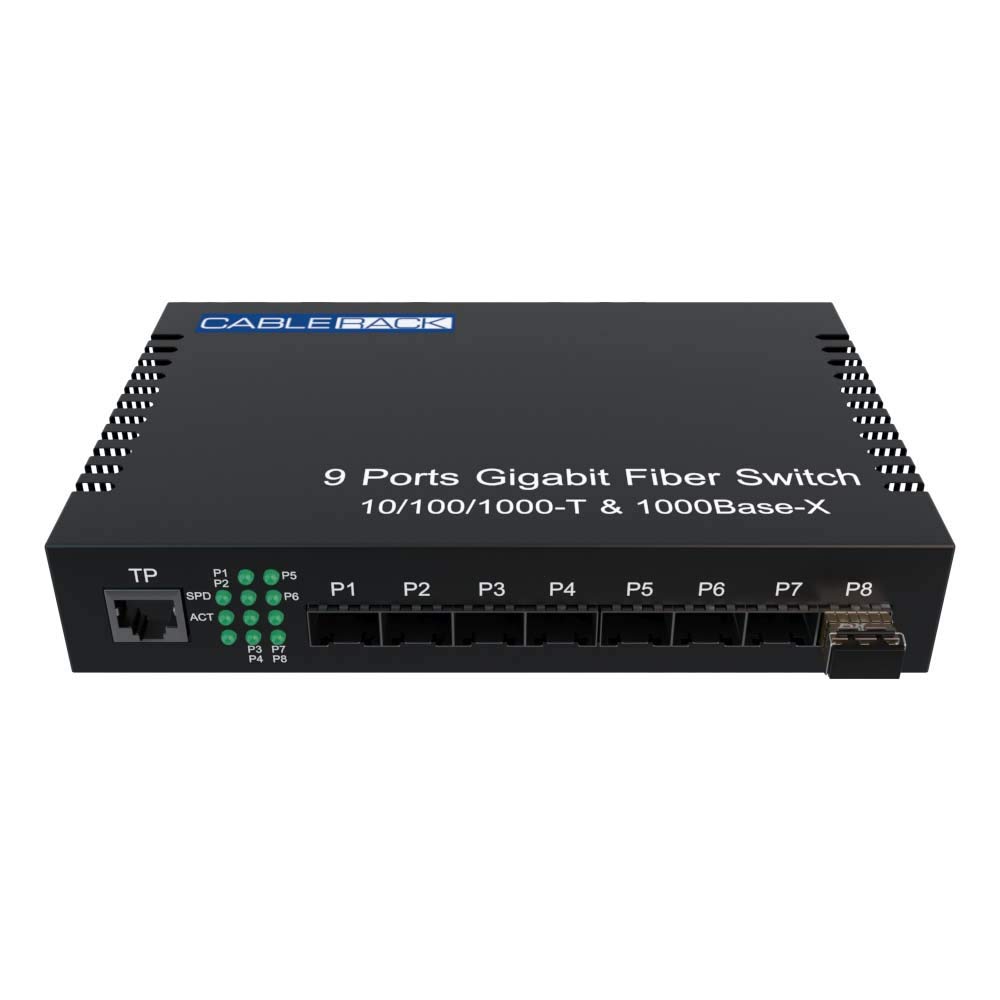8 Port SFP Unmanaged Ethernet Optical Switch with Multimode SFP Module - High-Speed Network Switch for Home Office, Data Center & Enterprise Networking