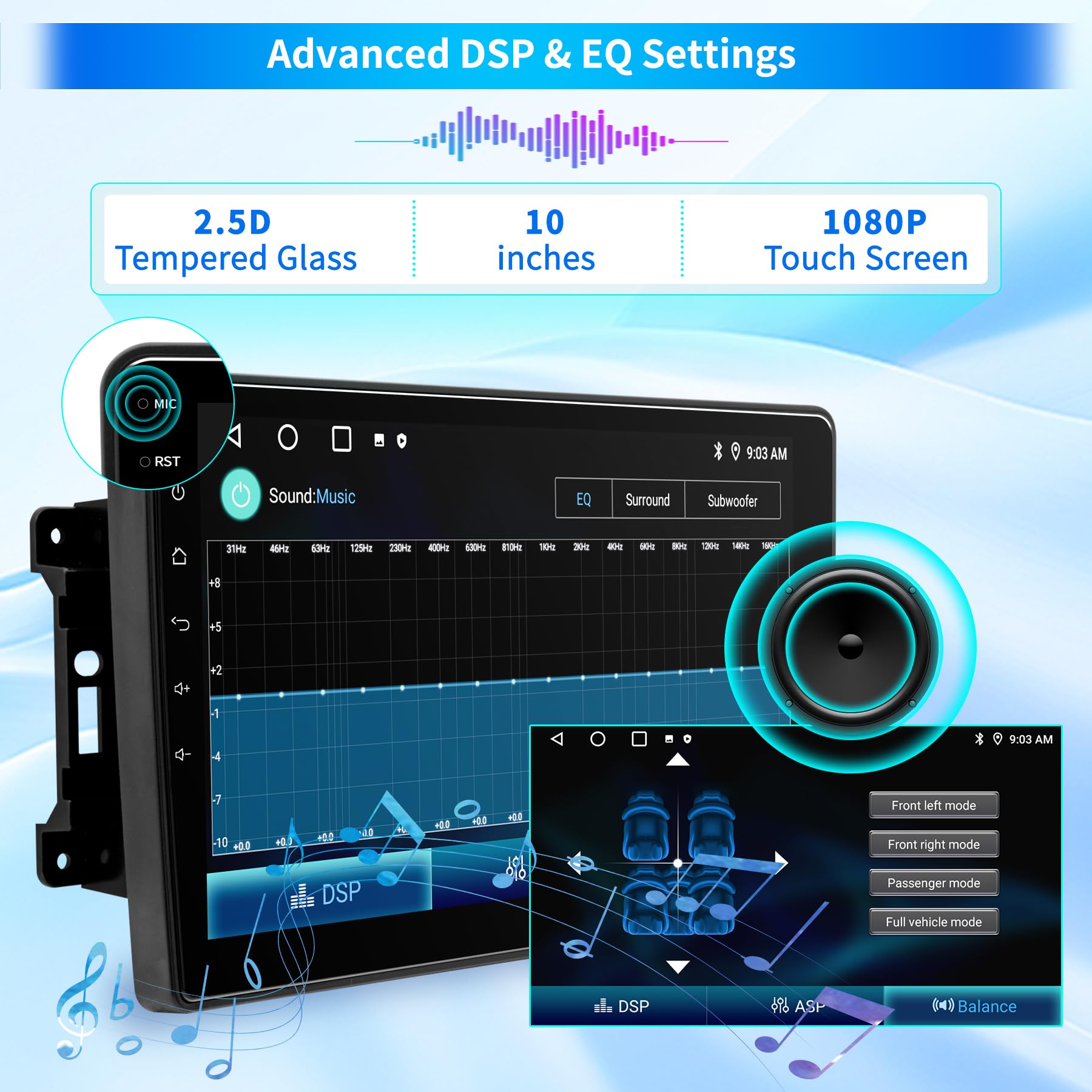 Jeep Wrangler JK Compass Grand Cherokee Dodge Ram 1500 Car Stereo - Android 12 OS 10
